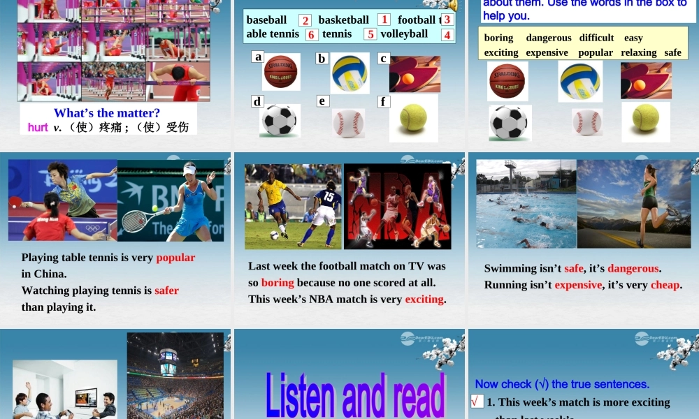 八年级英语上册 Module 3 Sports Unit 1 Nothing is more enjoyable than playing tennis课件 .ppt