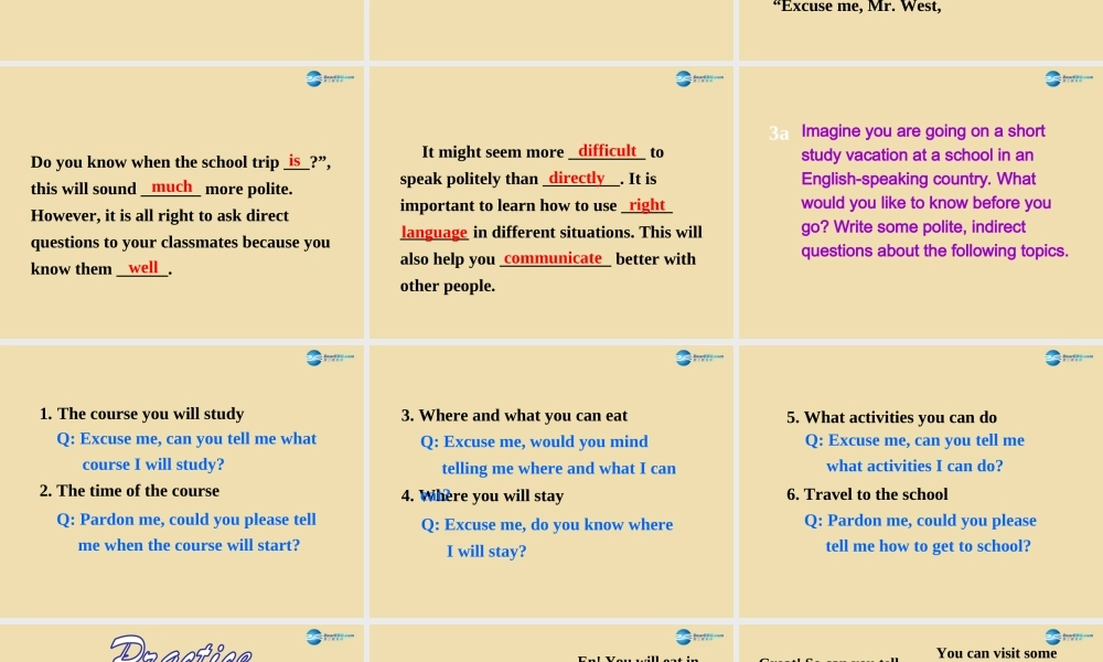 Unit 12 Could you please tell me where the restrooms are Section B（3a-Self Check）精品课件 .ppt
