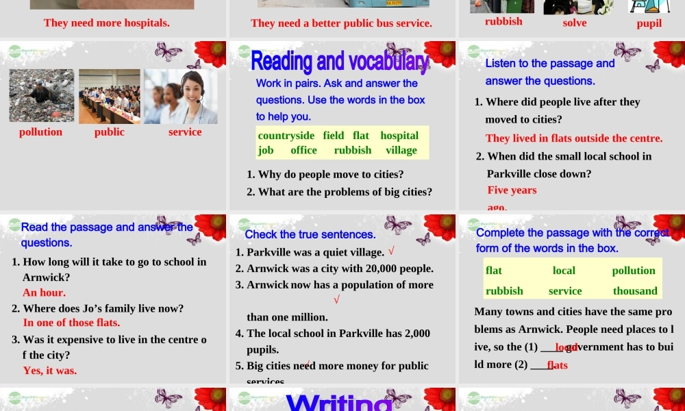 八年级英语上册 Module 9 Population Unit 2 Parkville was near Arnwick, a city with 200,000people课件 .ppt