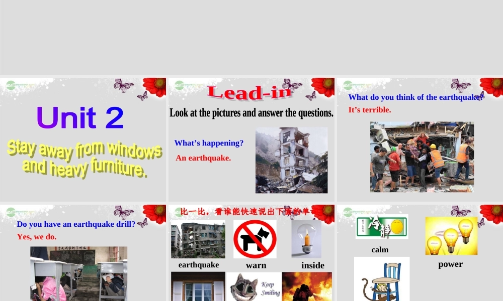 八年级英语上册 Module 12 Help Unit 2 Stay away from windows and heavy furniture课件 .ppt