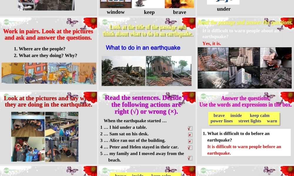 八年级英语上册 Module 12 Help Unit 2 Stay away from windows and heavy furniture课件 .ppt