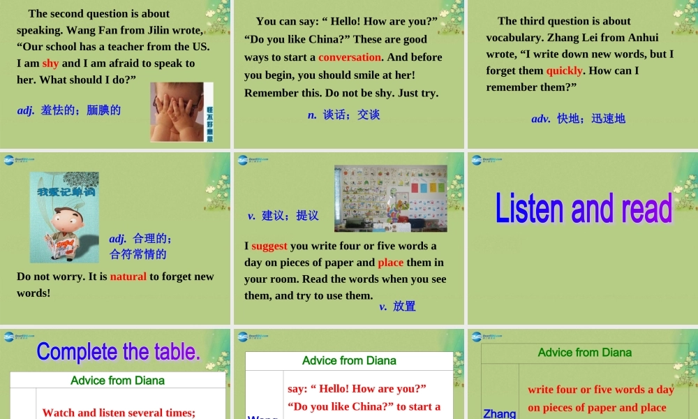 八年级英语上册 Module 1 Unit 2 You should smile at her课件 .ppt