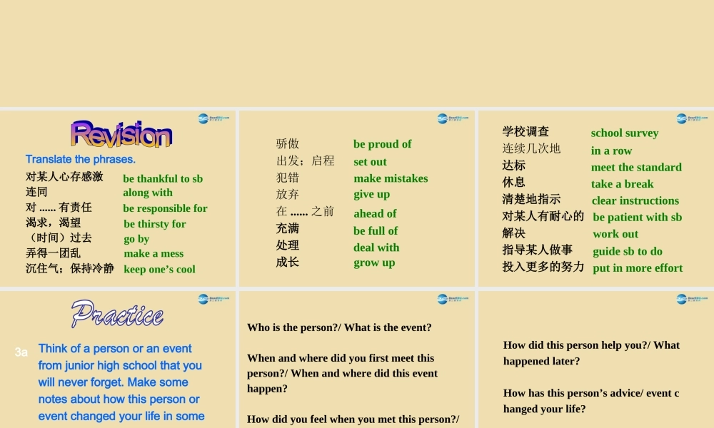 Unit 10 I remember meeting all of you in Grade 6 Section B（3a-Self Check）精品课件 .ppt