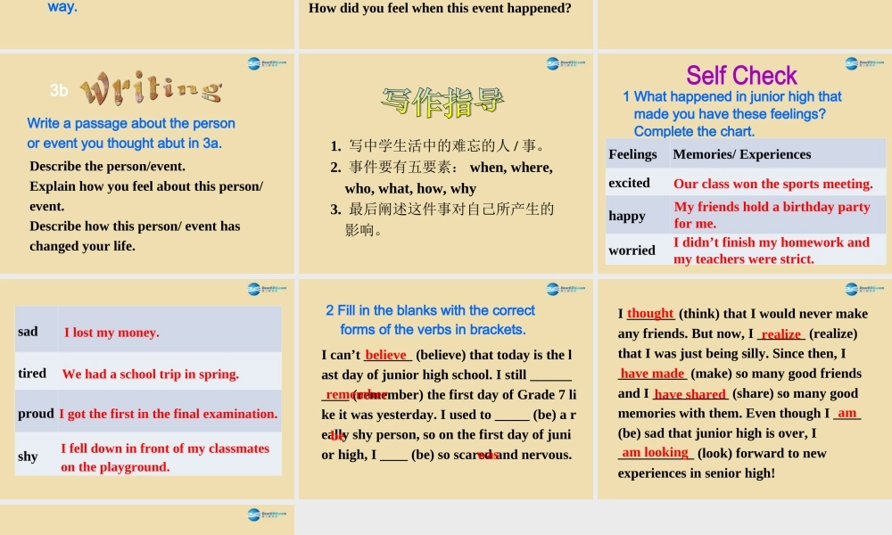 Unit 10 I remember meeting all of you in Grade 6 Section B（3a-Self Check）精品课件 .ppt