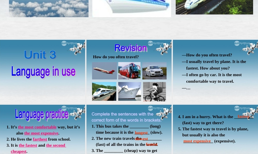 八年级英语上册 Module 4 Planesships and trains Unit 3 Language in use课件 .ppt