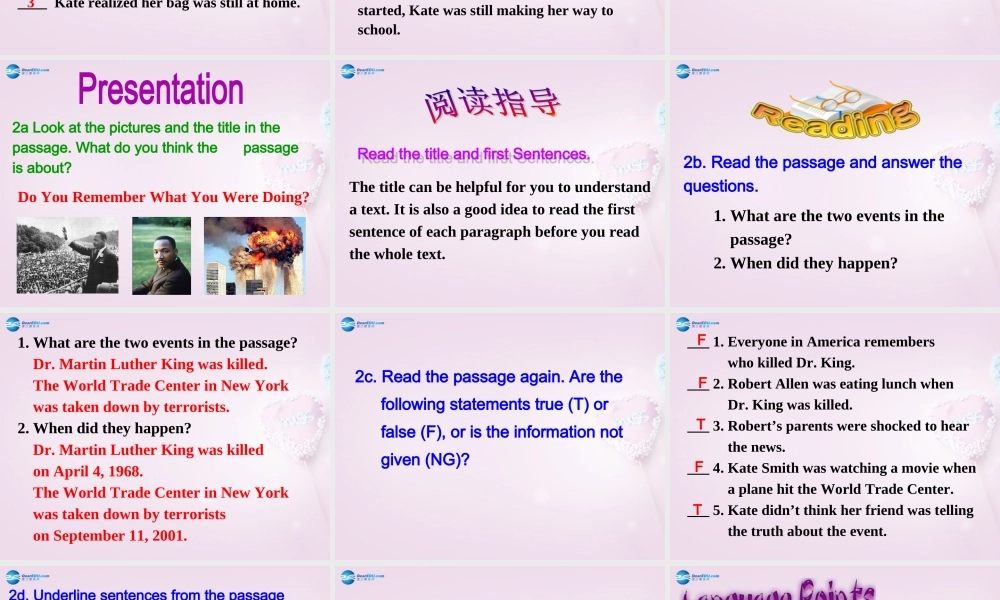 八年级英语上册 Unit 3 What were you doing when the rainstrom came？SectionB 1a-2e精品课件 .ppt