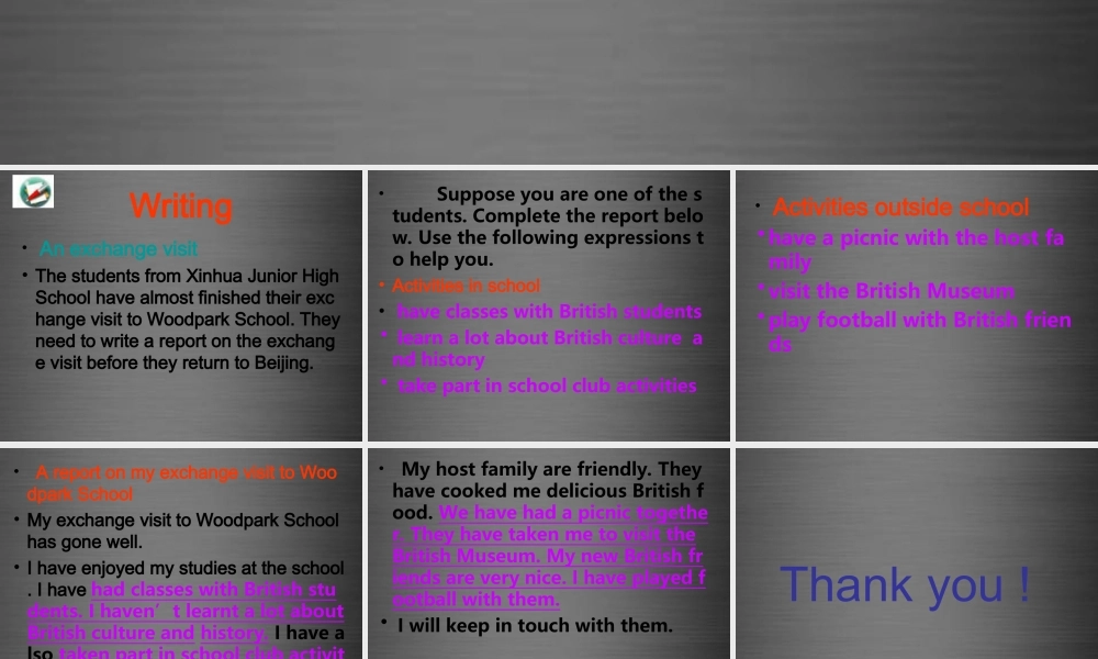 八年级英语上册 Unit 5 Educational exchanges Writing课件 .ppt