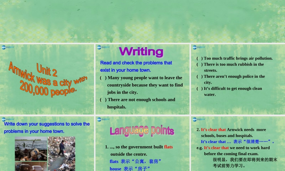 八年级英语上册 Module 9 Unit 2 Arnwick was a city with 200000 people课件2 .ppt