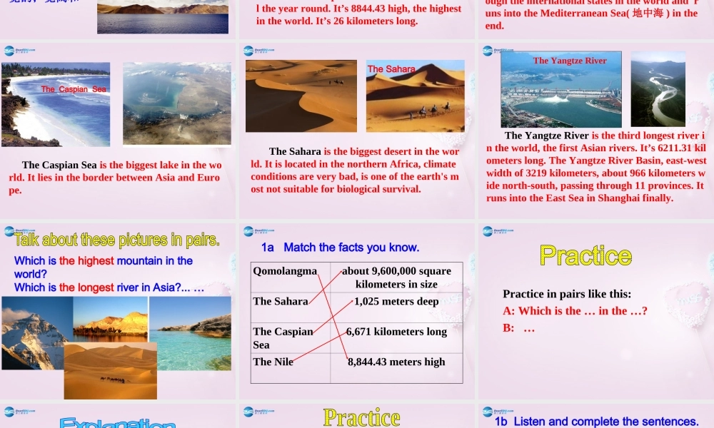 八年级英语上册 Unit 5 What’s the highest mountain in the world？SectionA 1a-2d精品课件 .ppt