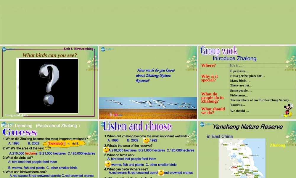 八年级英语上册 Unit 6 Bird watching Integrated skills课件.ppt