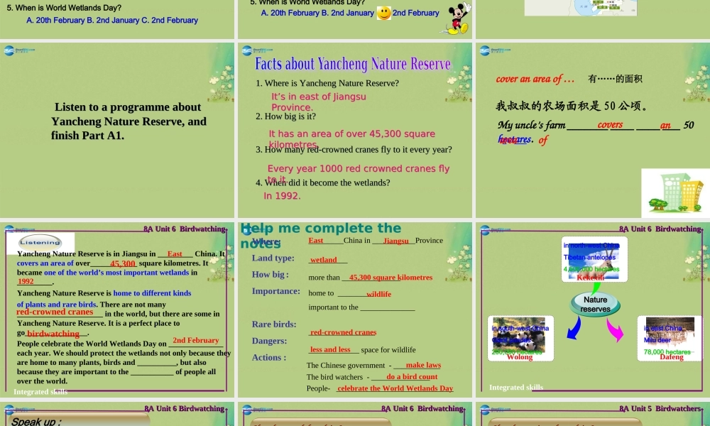 八年级英语上册 Unit 6 Bird watching Integrated skills课件.ppt