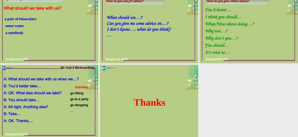 八年级英语上册 Unit 6 Bird watching Integrated skills课件.ppt