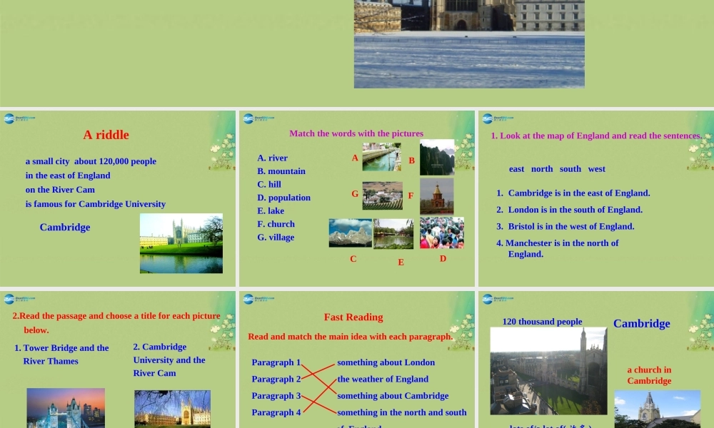 八年级英语上册 Module 2 Unit 2 Cambridge is a beautiful city in the east of England课件 .ppt