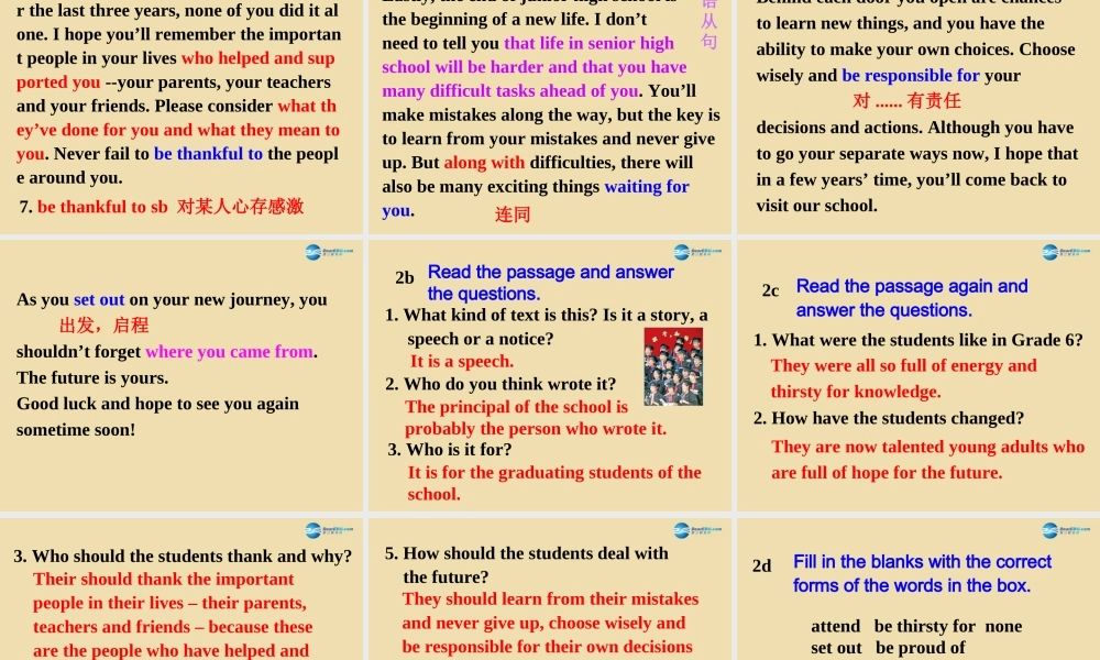 Unit 10 I remember meeting all of you in Grade 6 Section B（1a-2e）精品课件 .ppt