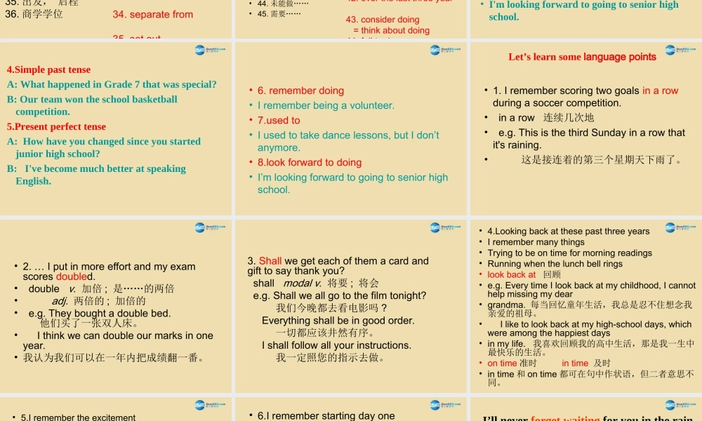 Unit 10 I remember meeting all of you in Grade 6单元复习课件 .ppt