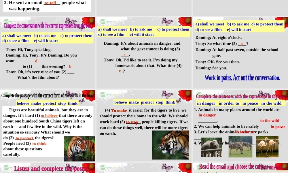 八年级英语上册 Module 6 Animals in danger Unit 3 Language in use课件 .ppt