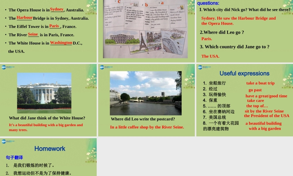 八年级英语上册 Unit 3 A day out Welcome to the unit课件.ppt