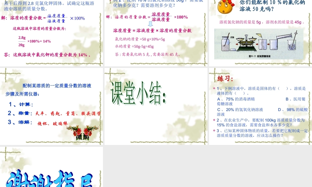 沪教初中化学九下《6第2节 溶液组成的表示》PPT课件 (1).ppt