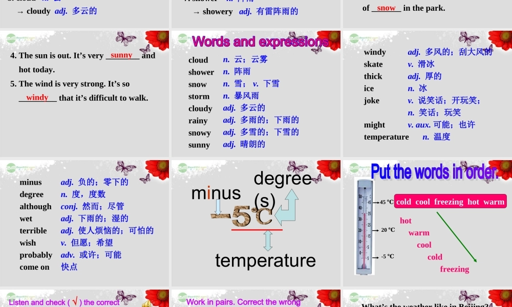 八年级英语上册 Module 10 The weather Unit 1 It might snow课件 .ppt