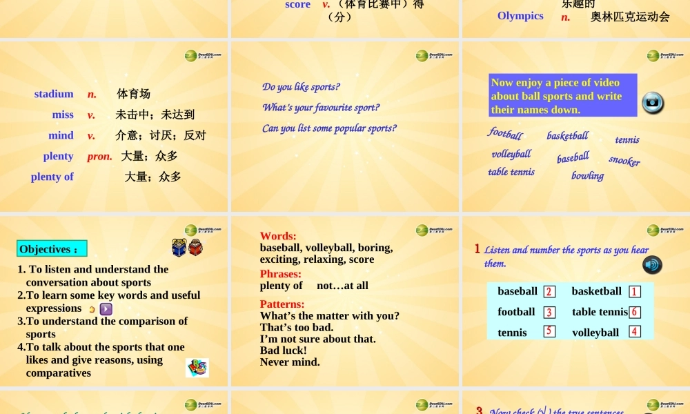 安徽省长丰县下塘实验中学八年级英语上册 Module 3 Sports Unit 1 Nothing is more enjoyable than playing tennis课件 .ppt