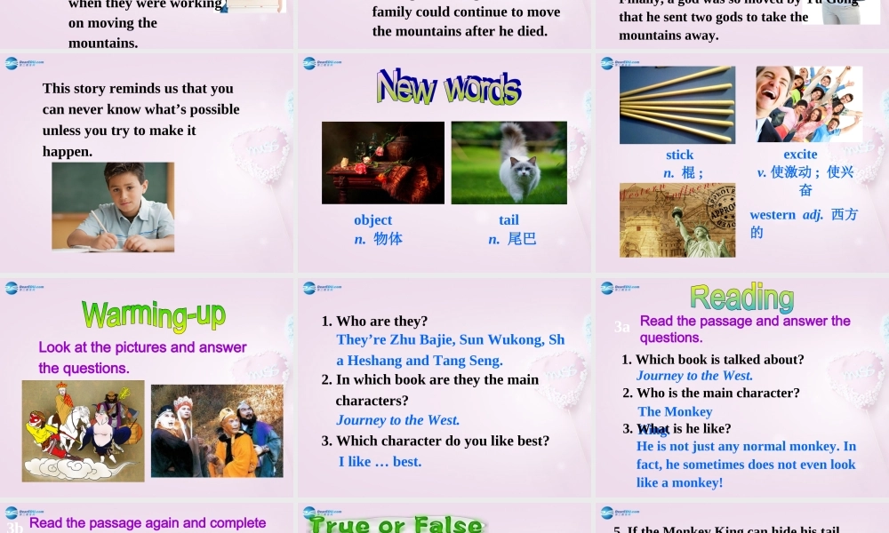 八年级英语上册 Unit 4 An old man tried to move the mountains SectionA 3a-3c精品课件 .ppt