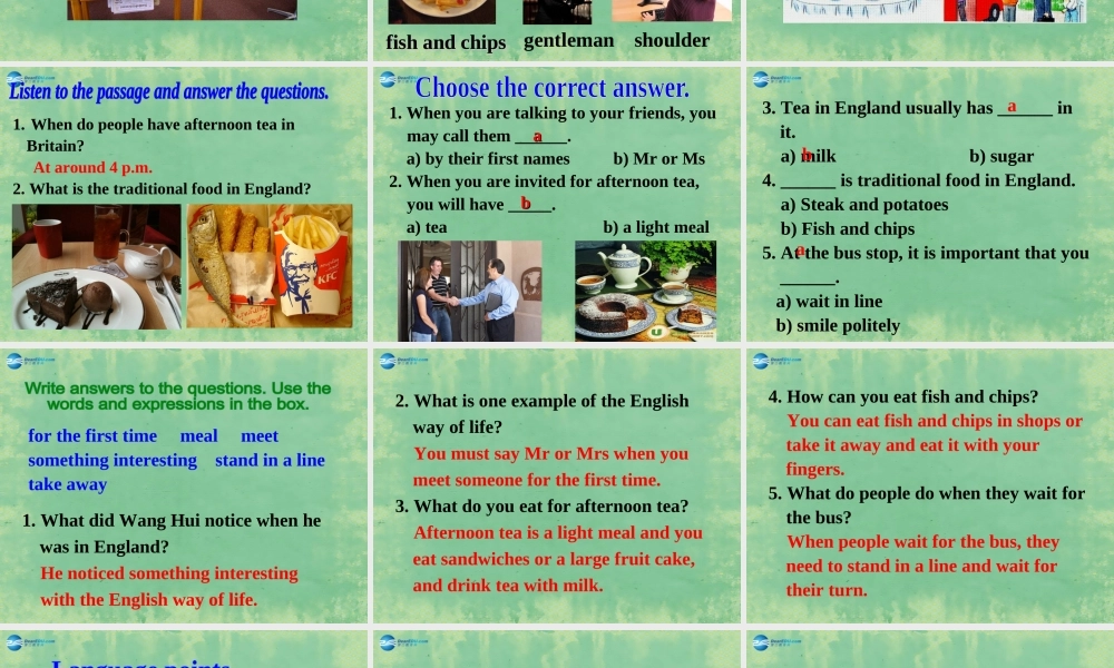 八年级英语上册 Module 11 Unit 2 In Englandyou usually drink tea with milk课件1 .ppt