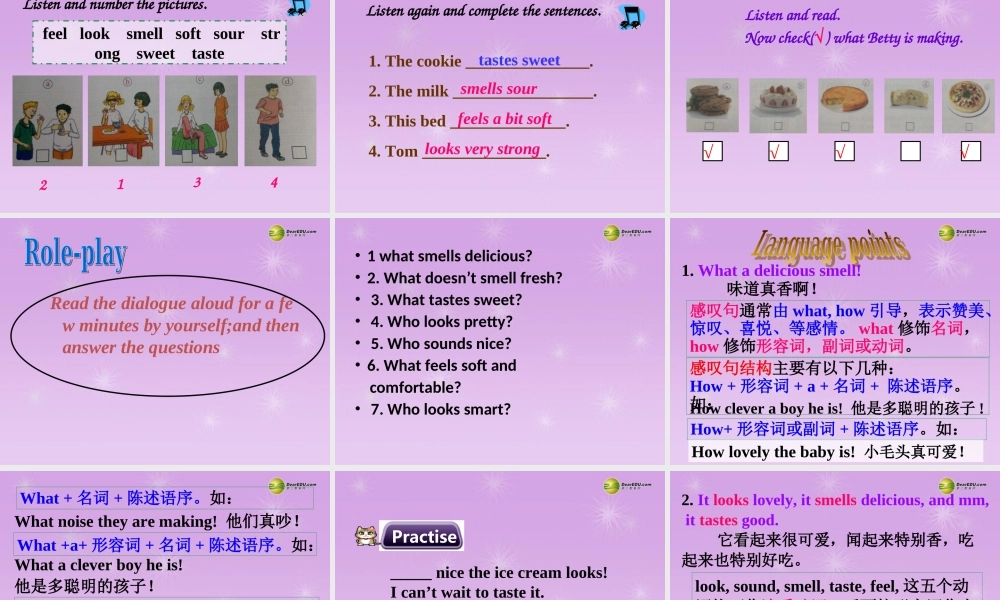 八年级英语下册 Module 1 Feelings and impressions Unit 1 It smells delicious.教学课件 .ppt