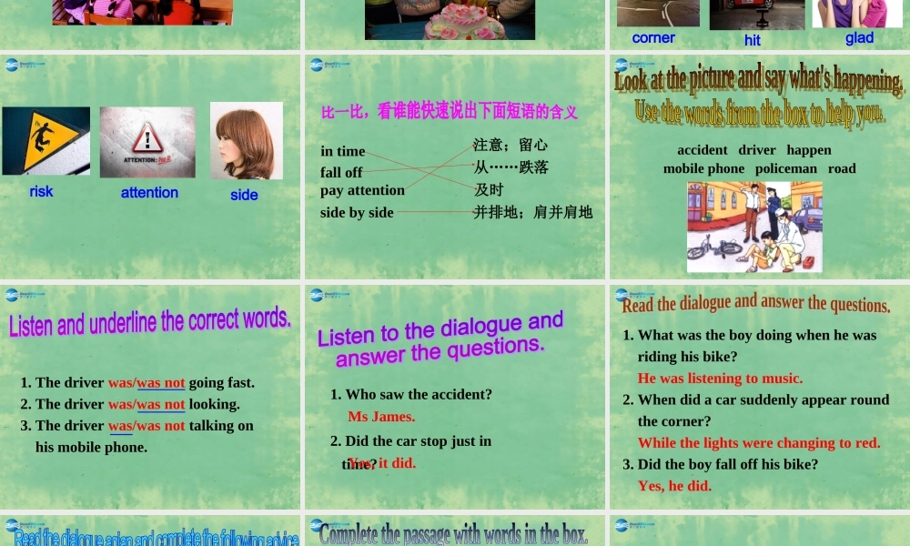 八年级英语上册 Module 8 Unit 1 While the lights were changing to reda car suddenly appeared课件1 .ppt