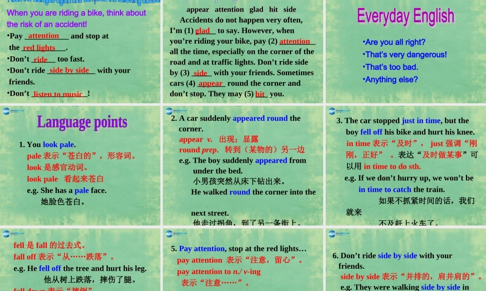 八年级英语上册 Module 8 Unit 1 While the lights were changing to reda car suddenly appeared课件1 .ppt