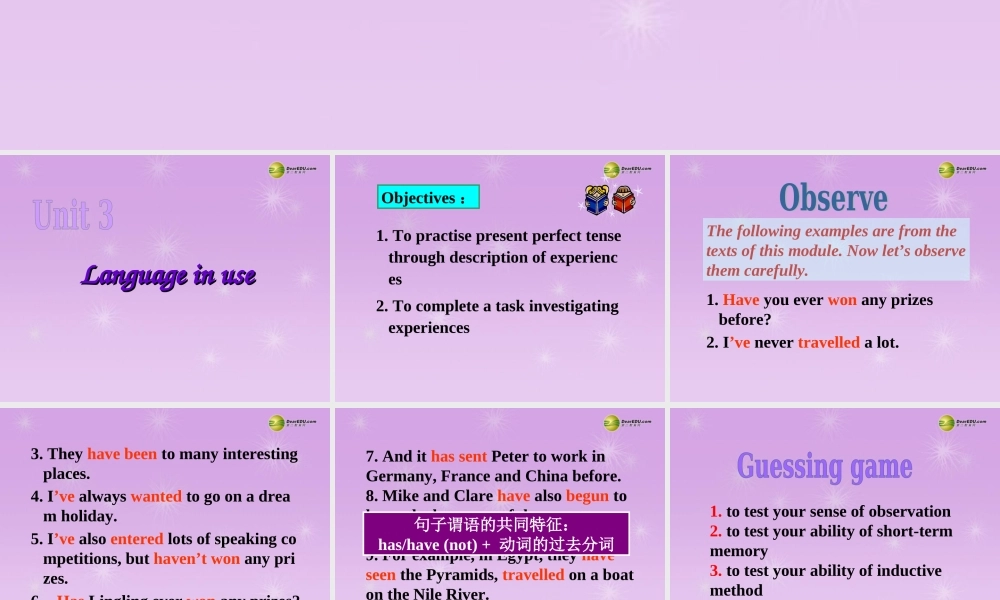 八年级英语下册 Module 2 Experiences Unit 3 Language in use教学课件 .ppt