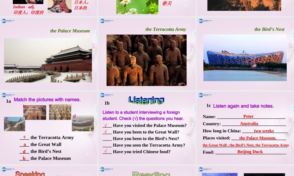 八年级英语上册 Unit 7 Have you ever been to a museum？SectionB（1a-2e）精品课件 .ppt