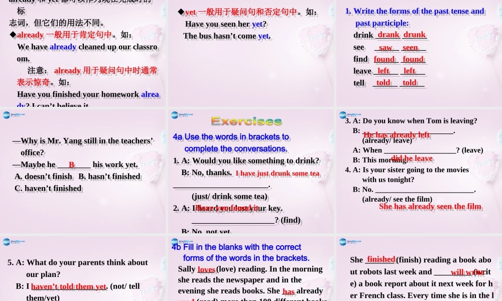 八年级英语上册 Unit 6 Have you read Treasure Island yet？SectionA Grammar focus-4c精品课件 .ppt