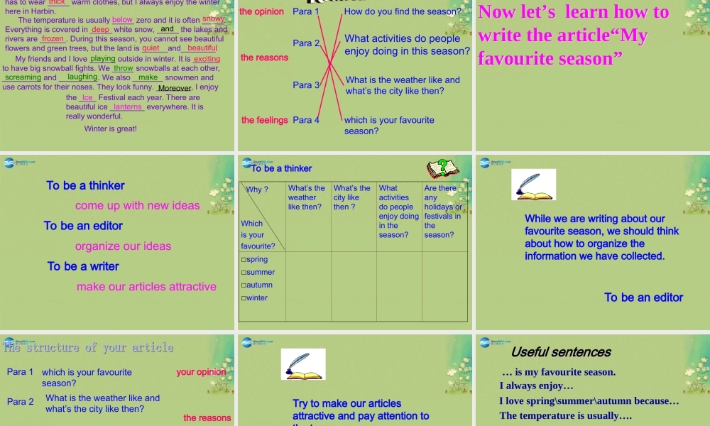 八年级英语上册 Unit 7 Seasons Task课件.ppt