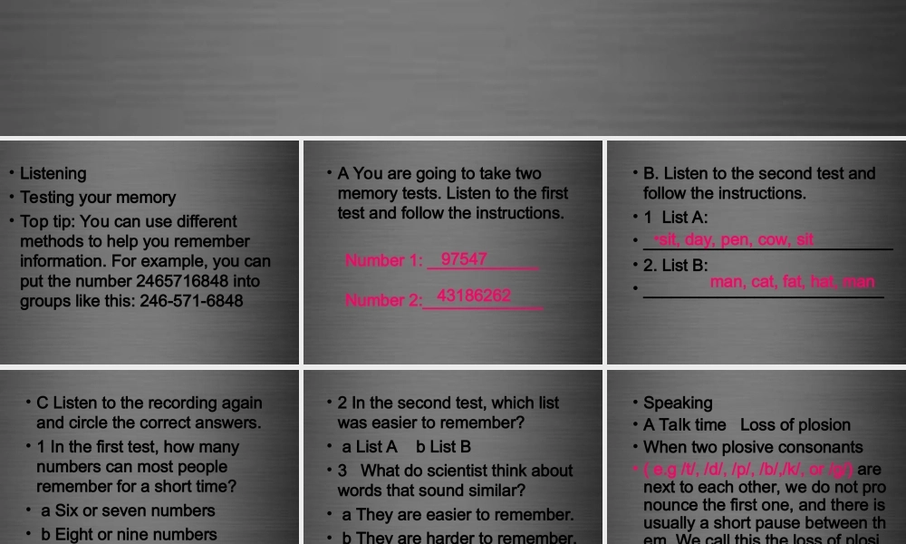 八年级英语上册 Unit 7 Memory Listening and speaking课件 .ppt