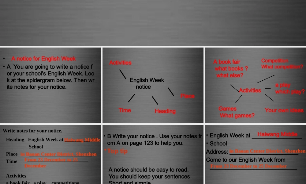 八年级英语上册 Unit 8 English week Writing课件 .ppt
