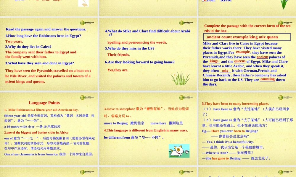 八年级英语下册 Module 2 Experiences Unit 2 They have seen the Pyramids课件(2).ppt