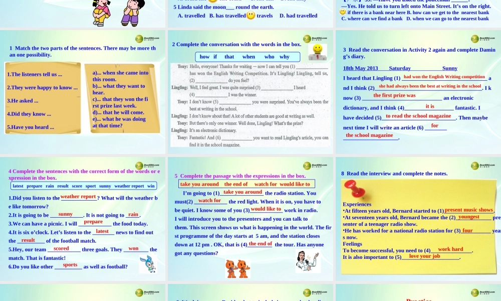 八年级英语下册 Module 10 On the radio Unit 3 Language in use课件 .ppt