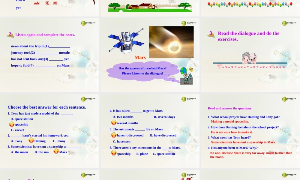 八年级英语下册 Module 3 Journey to space Unit 1 Has it arrived yet？课件 .ppt