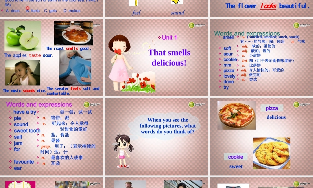 八年级英语下册 Unit 1 It smells delicious.课件 .ppt