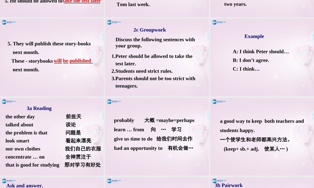 八年级英语下册 Unit 4 Teenagers should be allowed to choose their own clothes Section B课件 .ppt