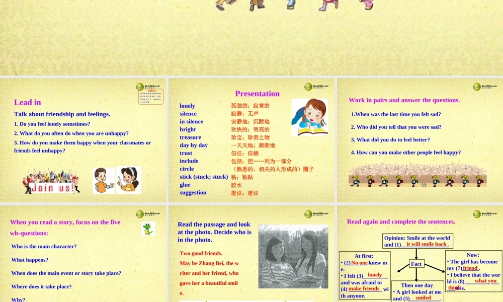 八年级英语下册 Module 9 Friendship Unit 2 I believe that the world is what you think it is课件 .ppt