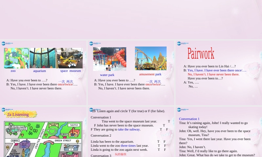 八年级英语下册 Unit 1 Have you ever been to an amusement park？Period 2课件 .ppt