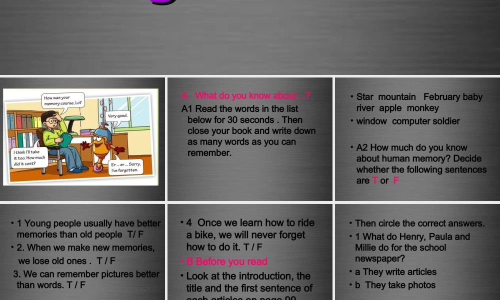 八年级英语上册 Unit 7 Memory Reading课件 .ppt