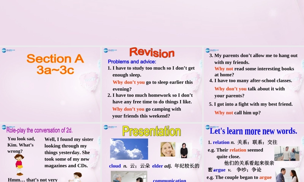 八年级英语上册 Unit 2 Why don’t you talk to your parents？SectionA 3a-3c精品课件 .ppt