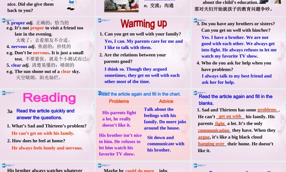 八年级英语上册 Unit 2 Why don’t you talk to your parents？SectionA 3a-3c精品课件 .ppt