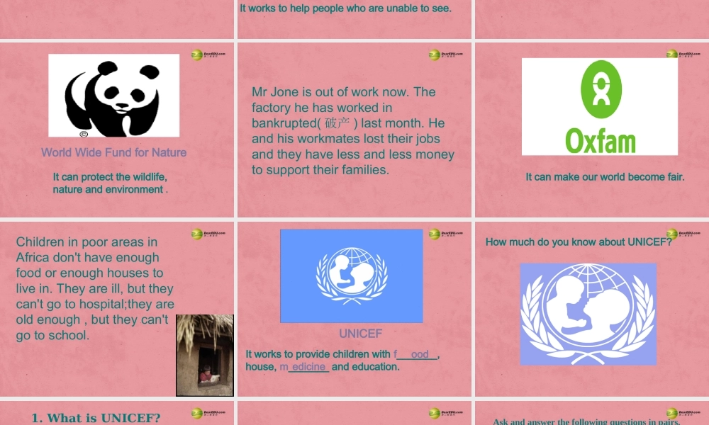 八年级英语下册 8B Unit7 International charities Integrated skill课件 .ppt