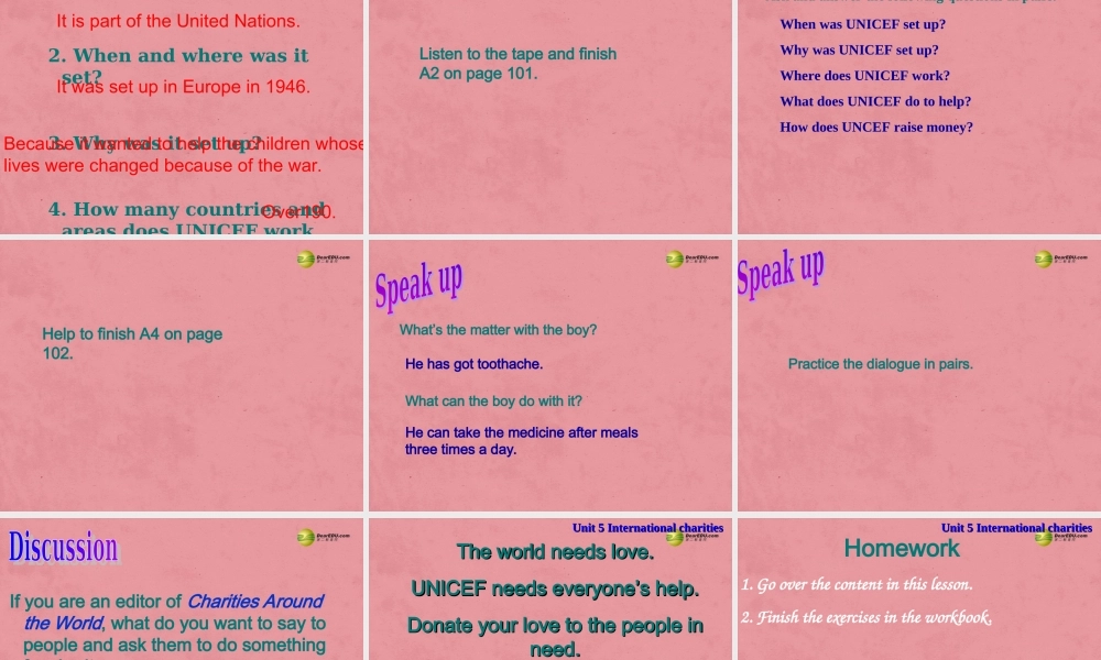 八年级英语下册 8B Unit7 International charities Integrated skill课件 .ppt