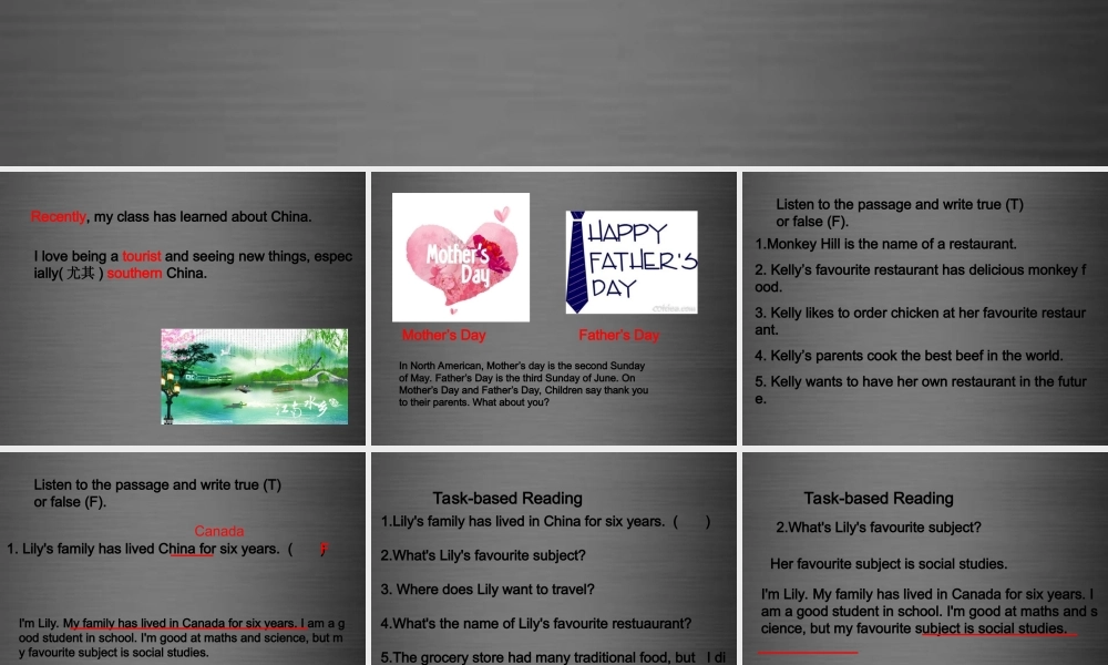 冀教初中英语八上《Lesson 11 Lily Learns about China !》PPT课件 (2).ppt