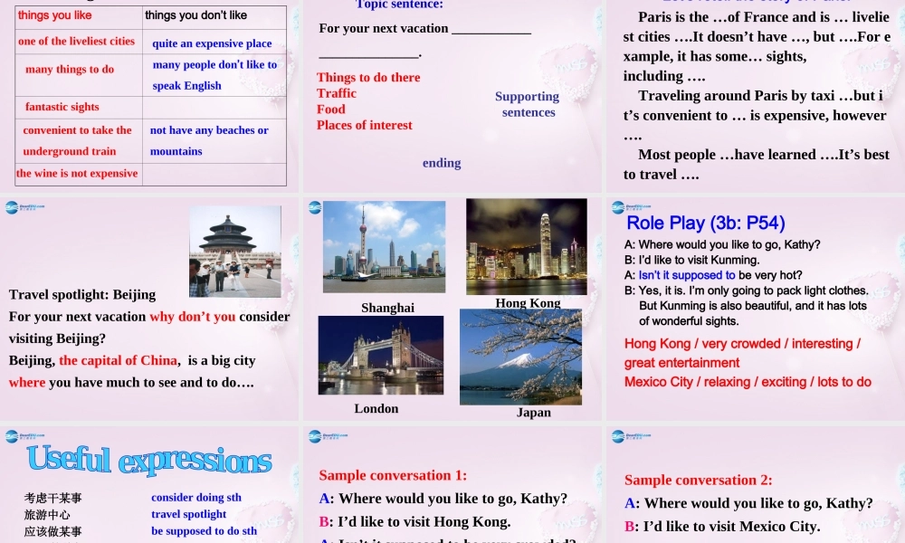 八年级英语下册 Unit 6 Where would you like to visit？Period 2课件 .ppt