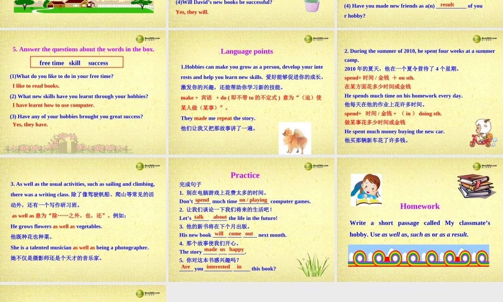 八年级英语下册 Module 6 Hobbies Unit 2 Hobbies can make you grow as a person课件 .ppt